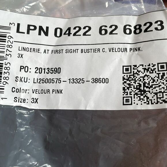 Elegant Velour Pink Lace Bustier 3X - Picture 6 of 6